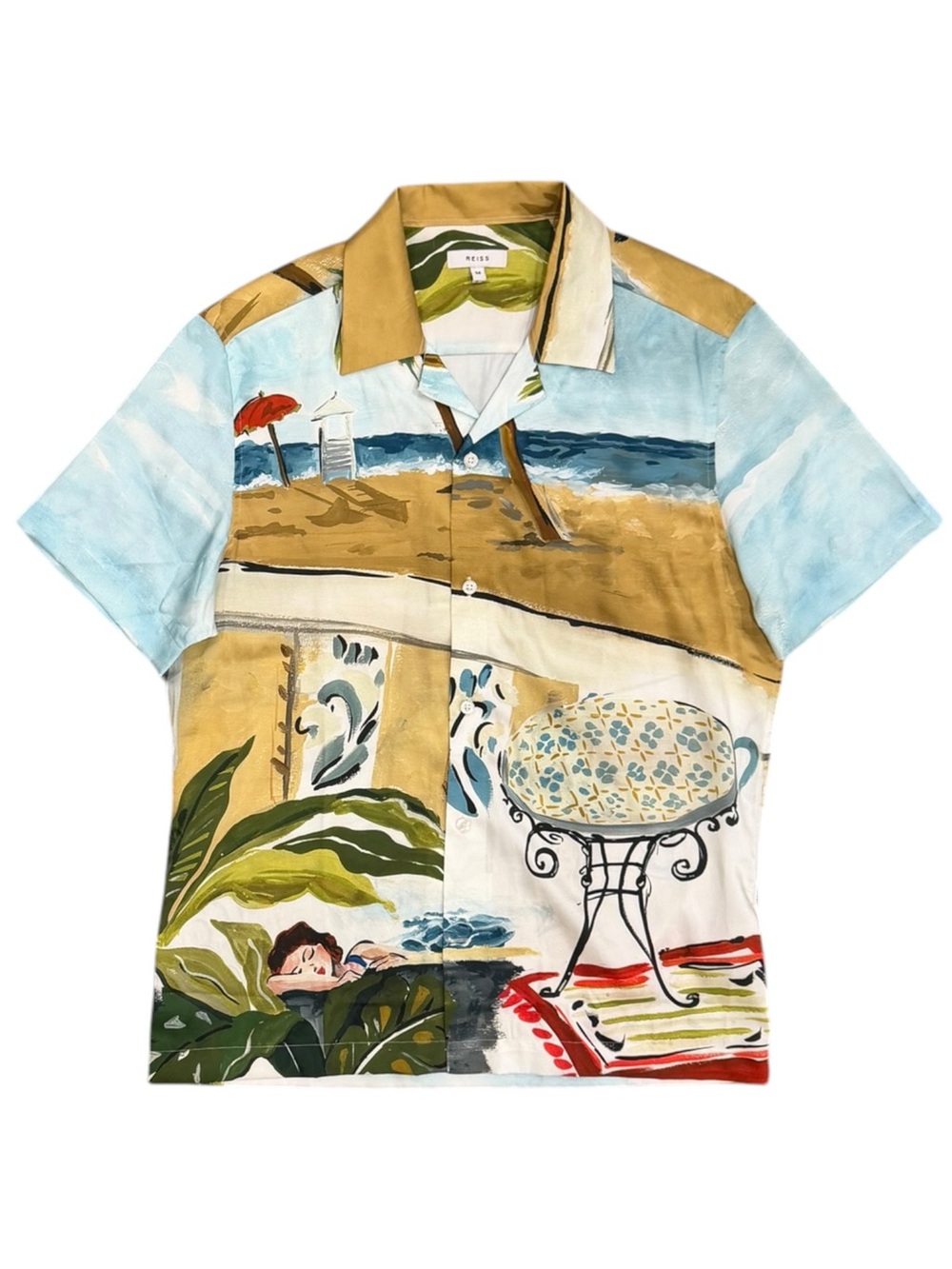 Reiss Tomei Printed Cuban Collar Shirt